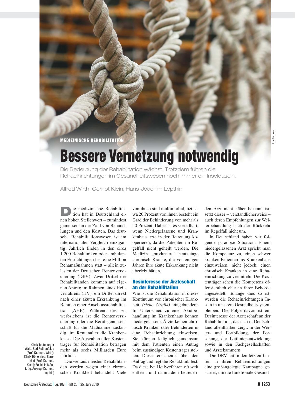 Vorschauseite 1: Medizinische Rehabilitation: Bessere Vernetzung notwendig