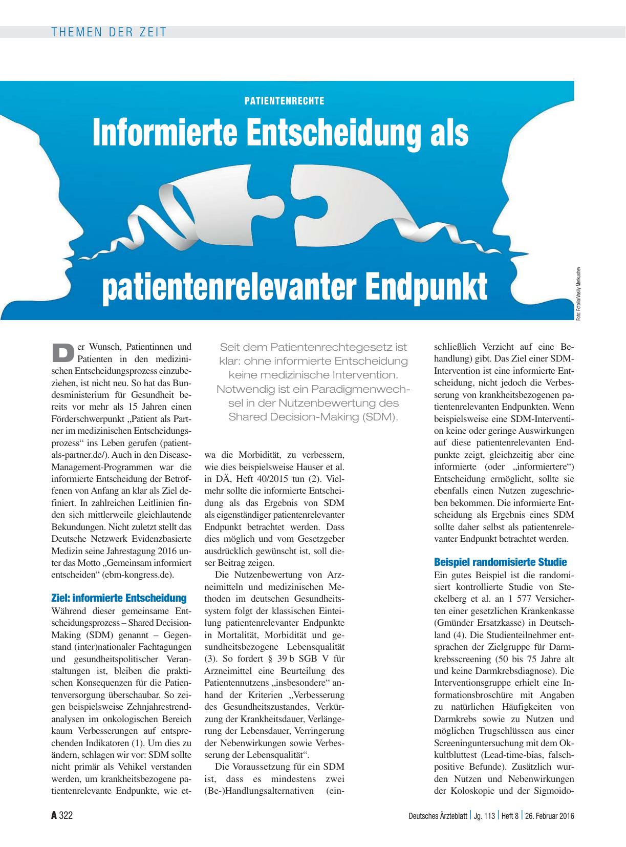 Vorschauseite 1: Patientenrechte: Informierte Entscheidung als patientenrelevanter Endpunkt