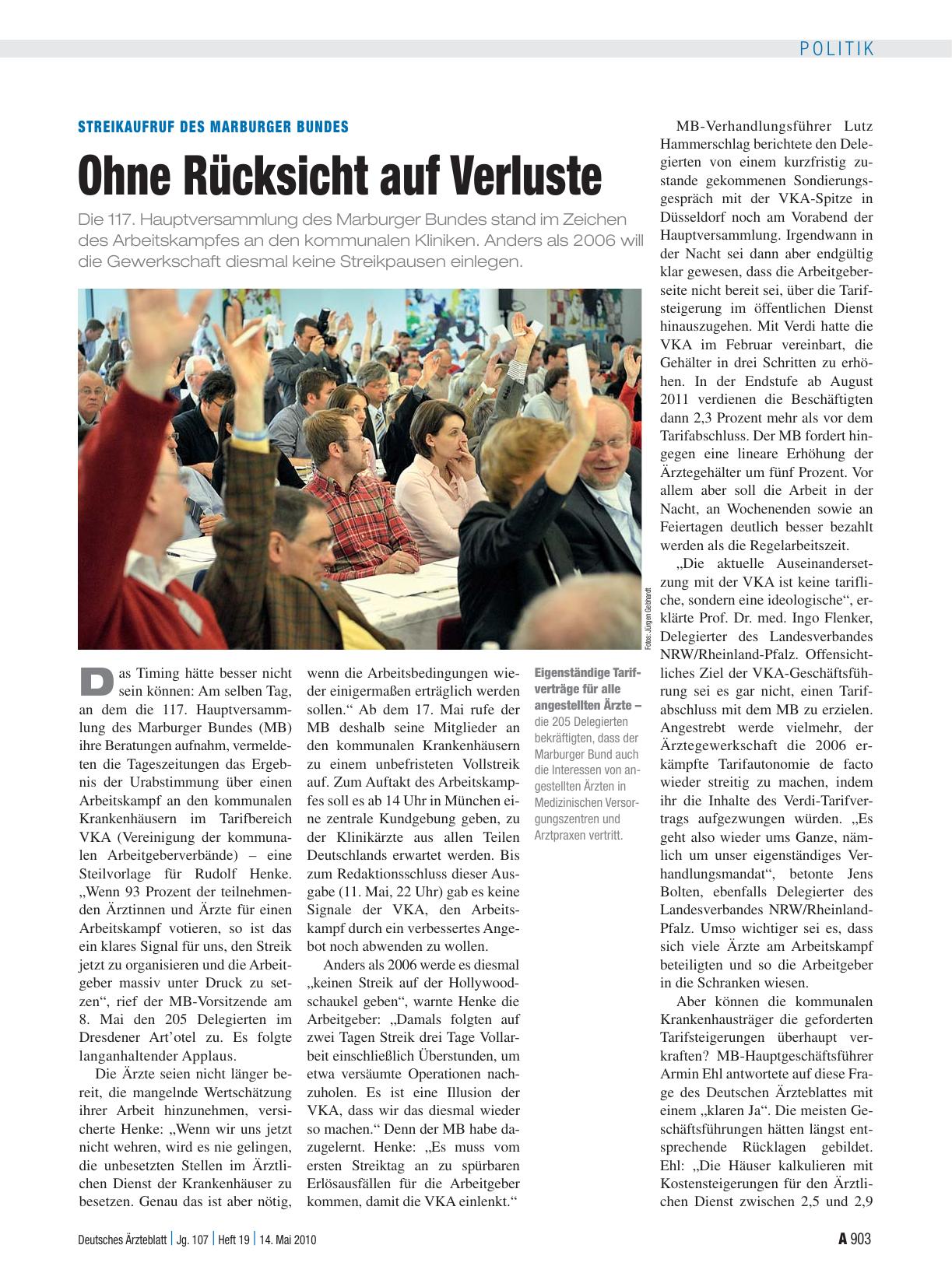 Vorschauseite 1: Streikaufruf des Marburger Bundes: Ohne Rücksicht auf Verluste