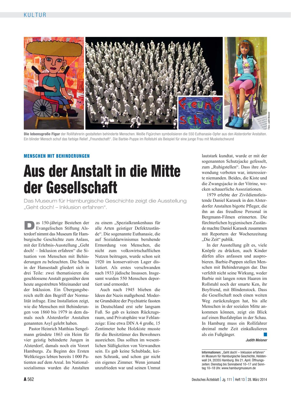 Vorschauseite 1: Menschen mit Behinderungen: Aus der Anstalt in die Mitte der Gesellschaft
