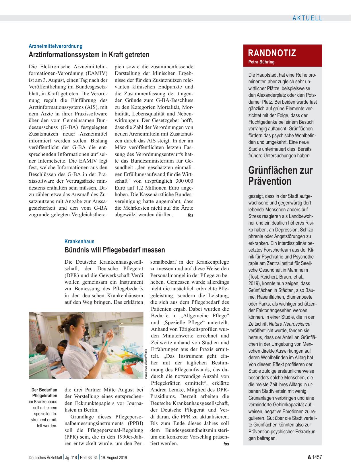 Vorschauseite 1: Randnotiz: Grünflächen zur Prävention