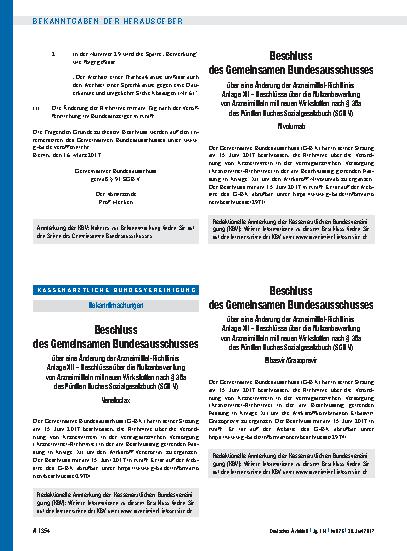 Vorschauseite 1: Beschluss des Gemeinsamen Bundesausschusses über eine Änderung der Arzneimittel-Richtlinie: Anlage XII – Nivolumab