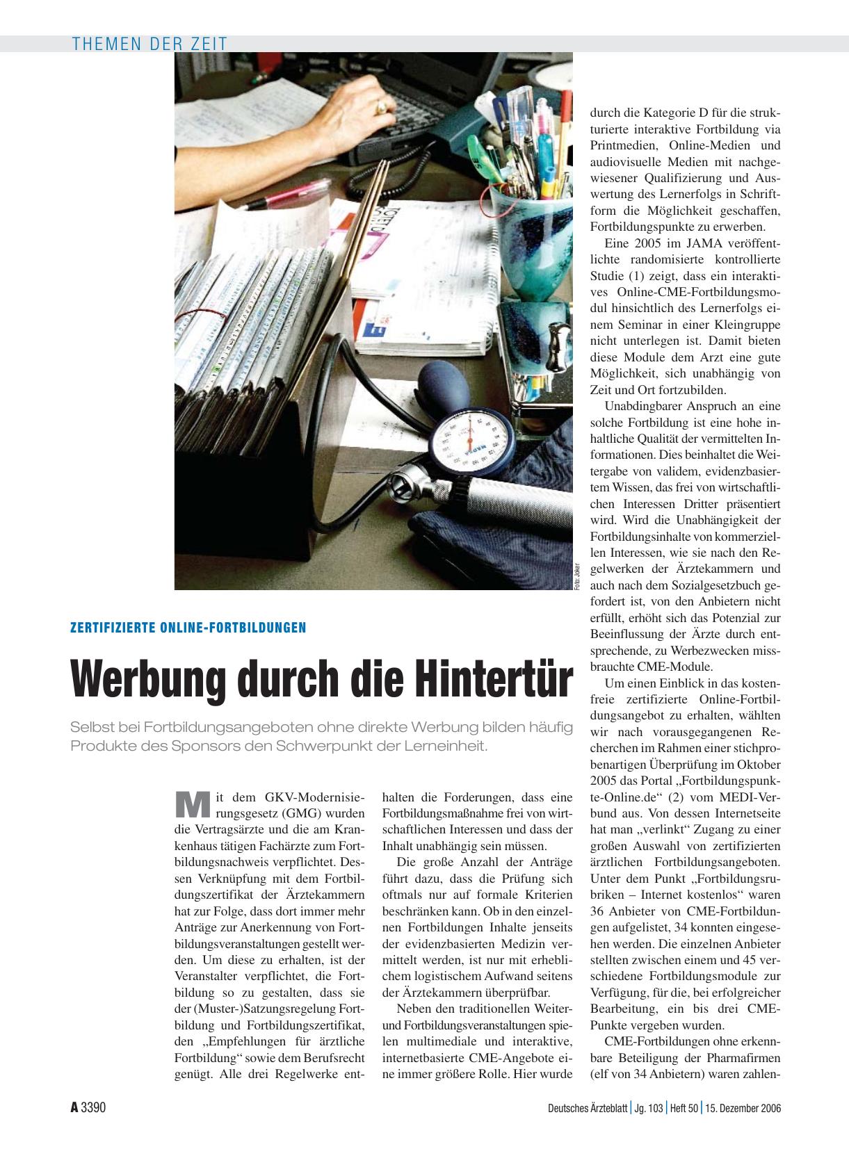 Vorschauseite 1: Zertifizierte Online-fortbildungen: Werbung durch die Hintertür