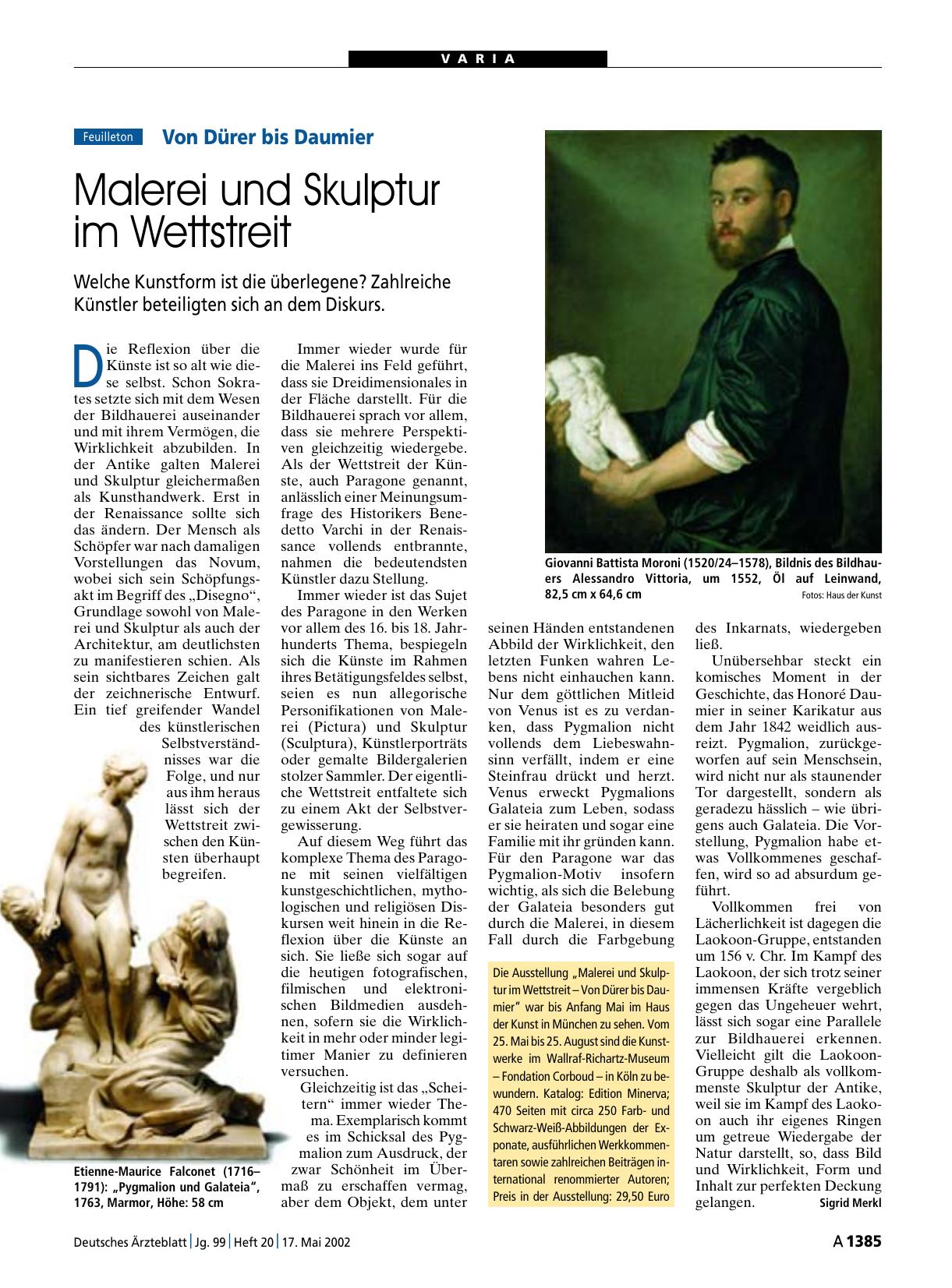 Vorschauseite 1: Von Dürer bis Daumier: Malerei und Skulptur im Wettstreit