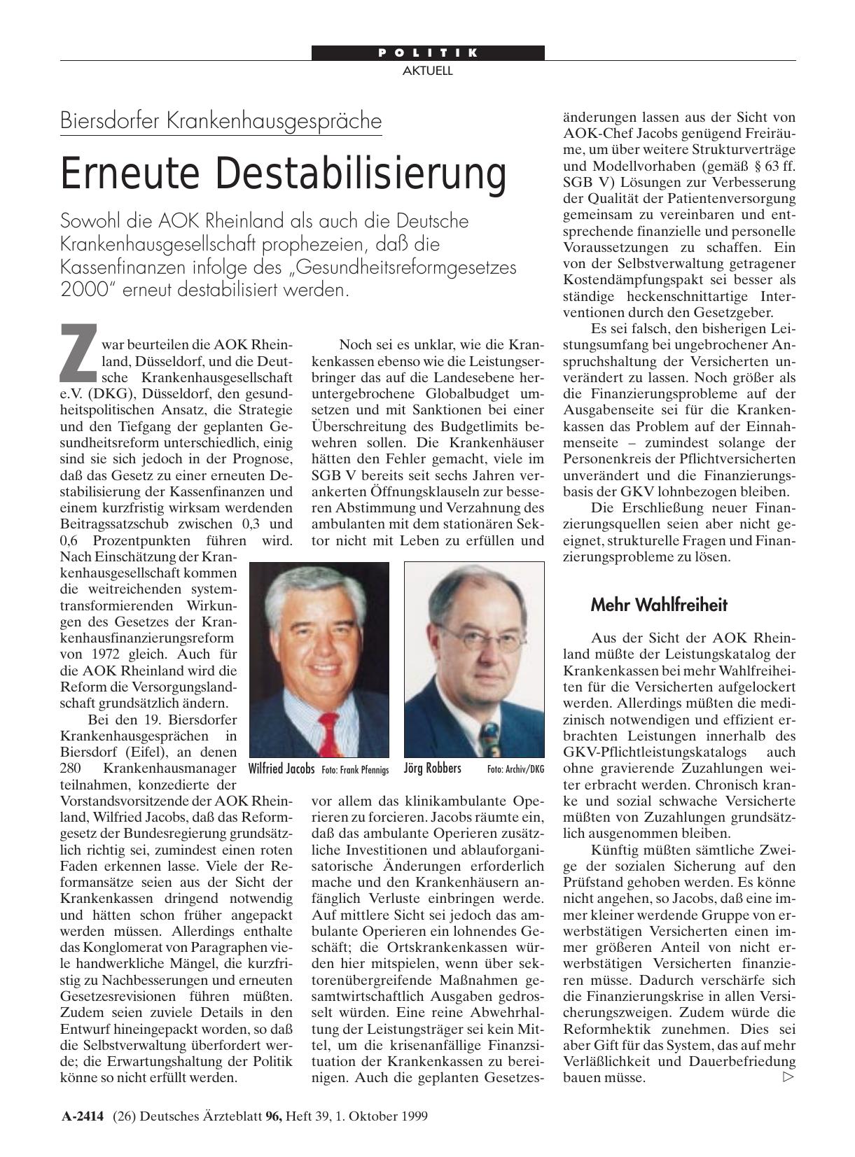 Vorschauseite 1: Biersdorfer Krankenhausgespräche: Erneute Destabilisierung