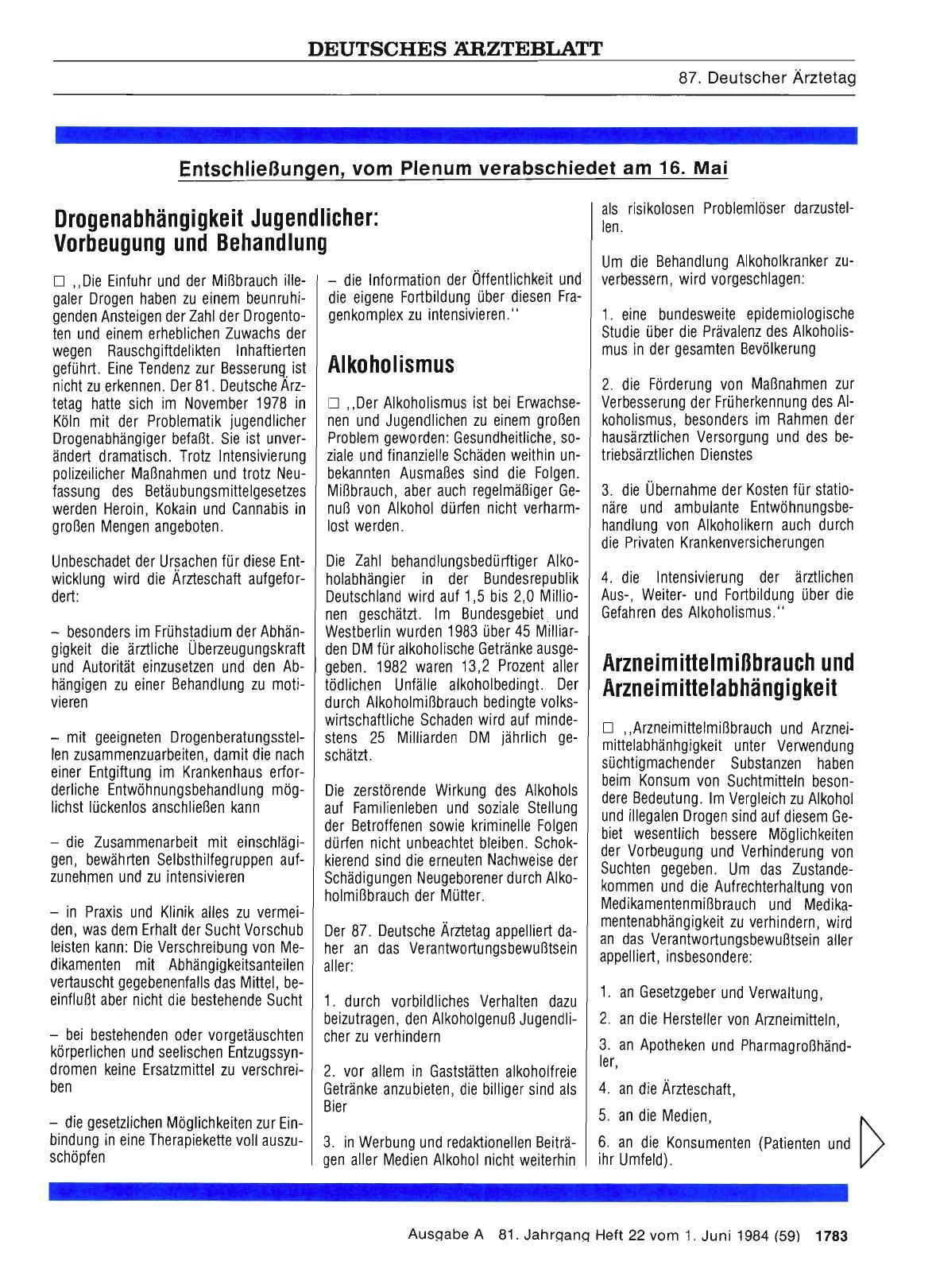 Vorschauseite 1: Entschließungen, vom Plenum verabschiedet am 16. Mai