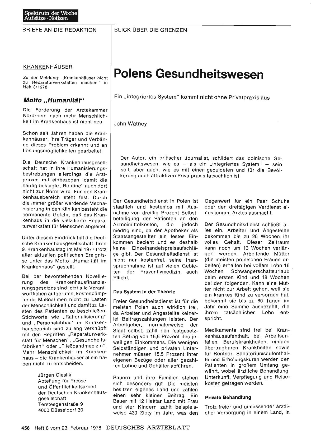 Vorschauseite 1: KRANKENHÄUSER: Motto „Humanität“