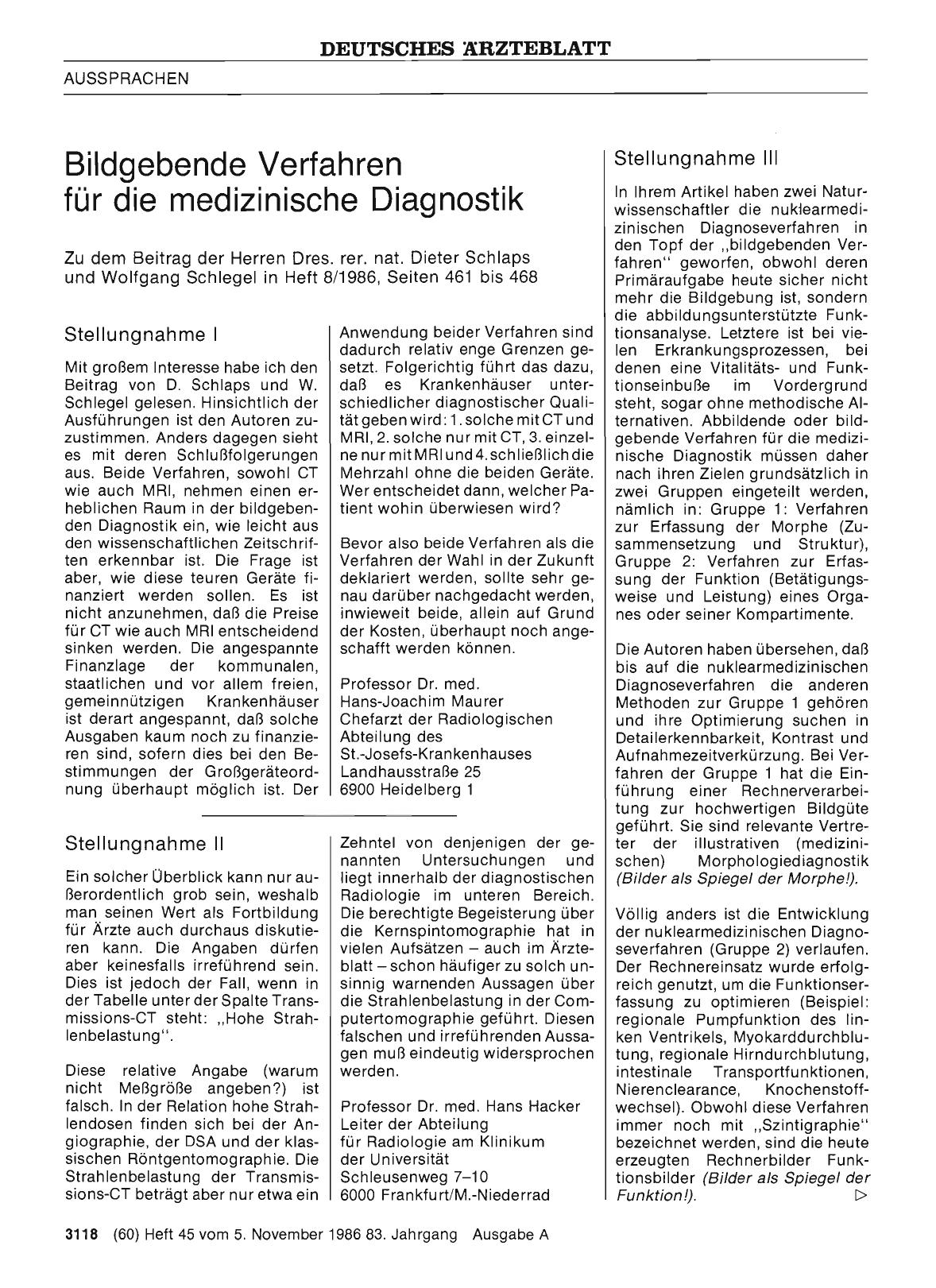 Vorschauseite 1: Bildgebende Verfahren für die medizinische Diagnostik: Stellungnahme I