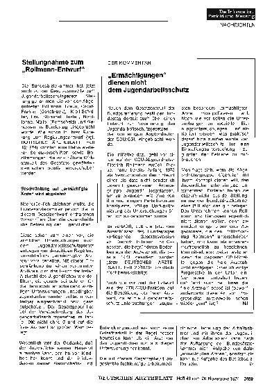 Vorschauseite 1: „Ermächtigungen“ dienen nicht dem Jugendarbeitsschutz