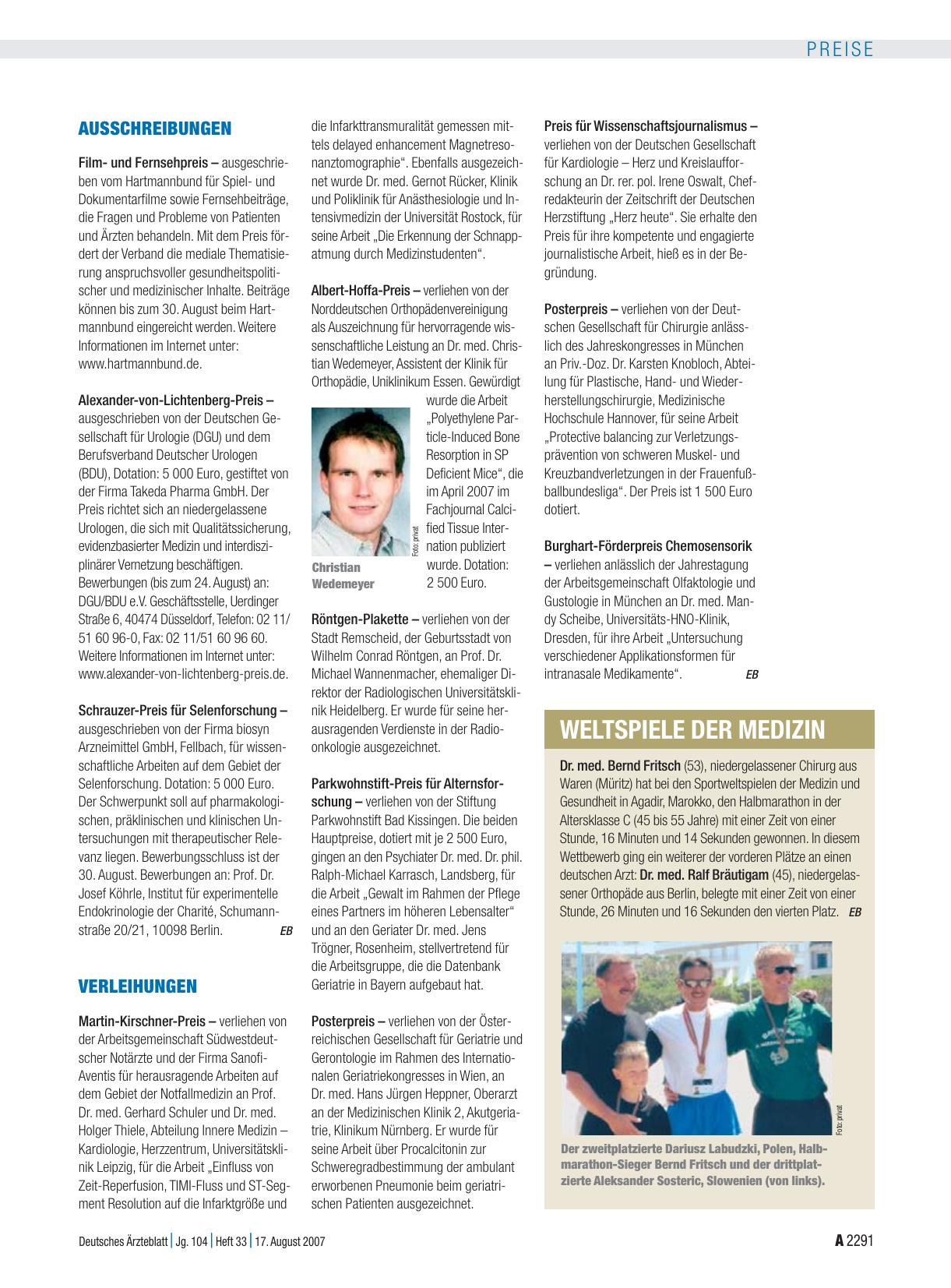 Vorschauseite 1: Weltspiele der Medizin
