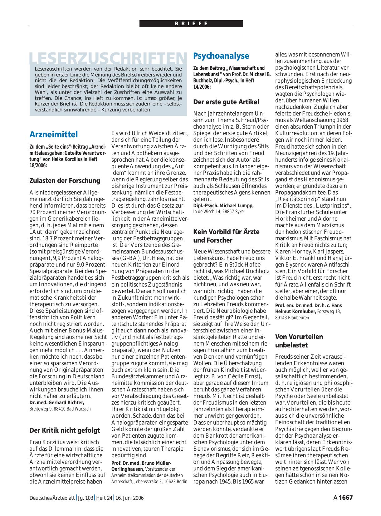 Vorschauseite 1: Psychoanalyse: Der erste gute Artikel