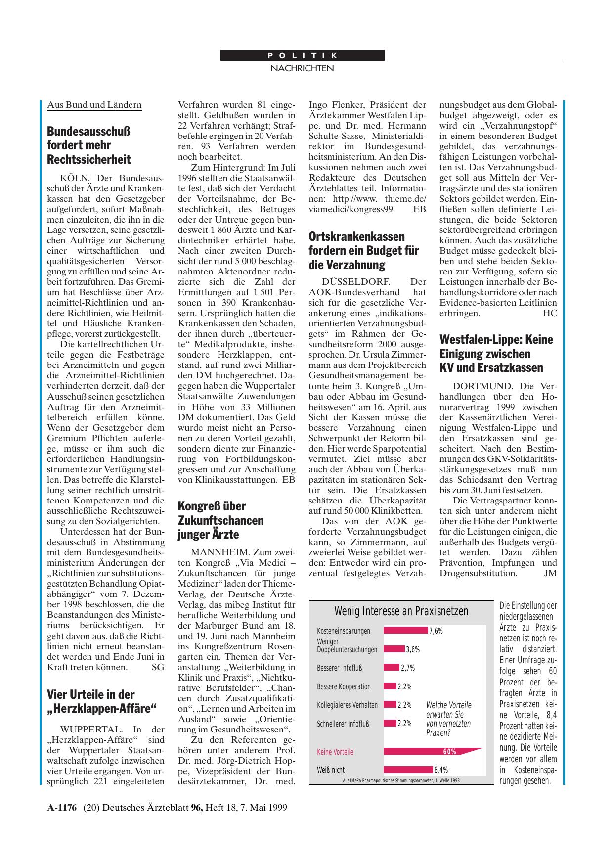 Vorschauseite 1: Wenig Interesse an Praxisnetzen