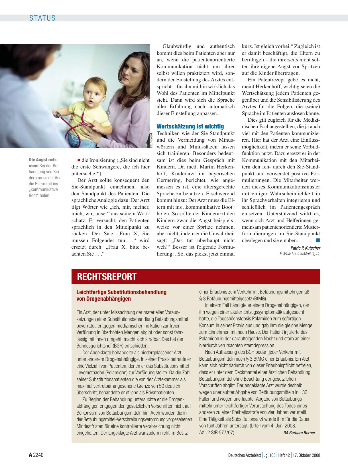 Vorschauseite 1: Leichtfertige Substitutionsbehandlung von Drogenabhängigen