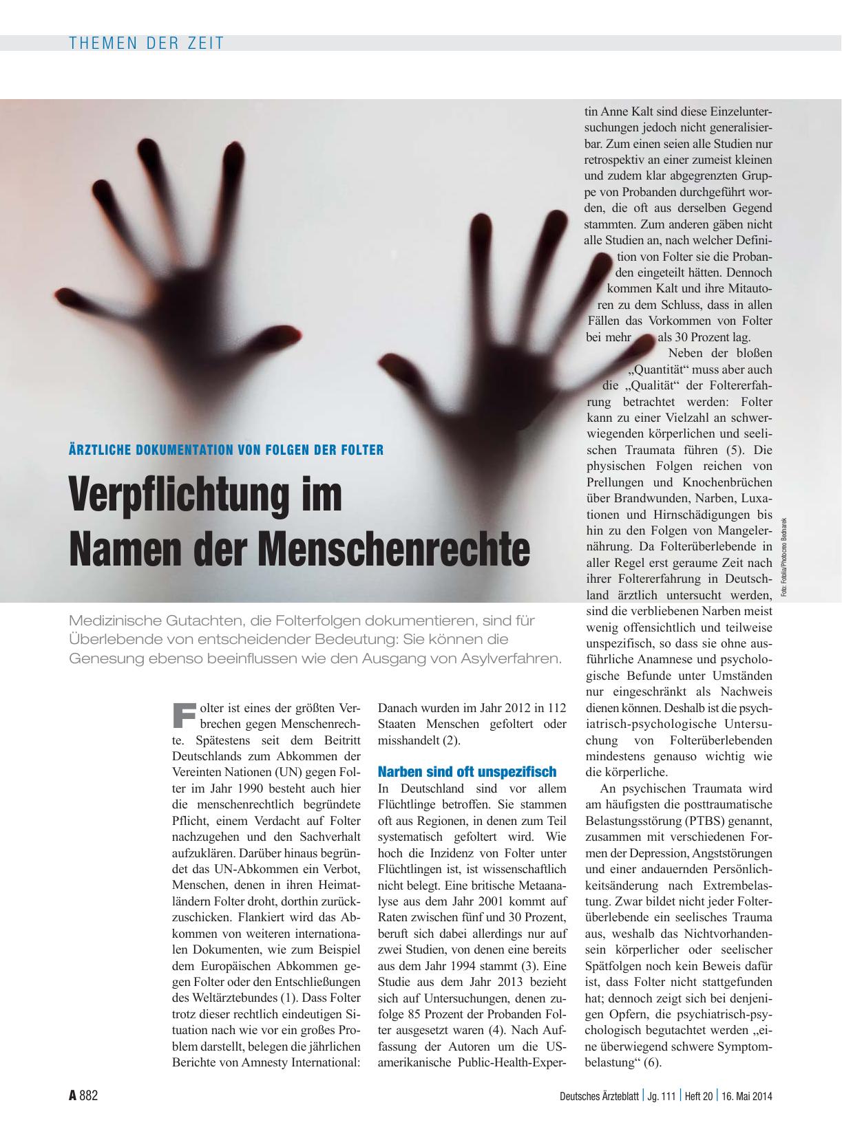 Vorschauseite 1: Ärztliche Dokumentation von Folgen der Folter: Verpflichtung im Namen der Menschenrechte