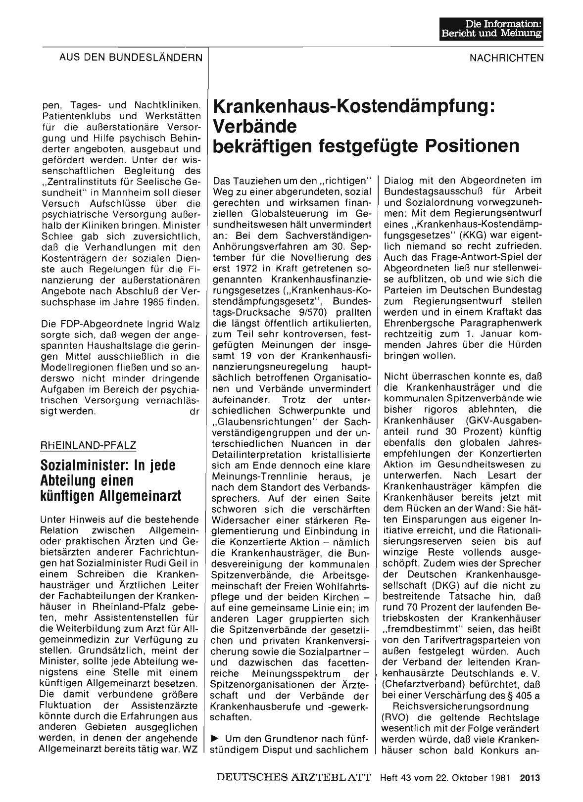 Vorschauseite 1: Krankenhaus-Kostendämpfung: Verbände bekräftigen festgefügte Positionen