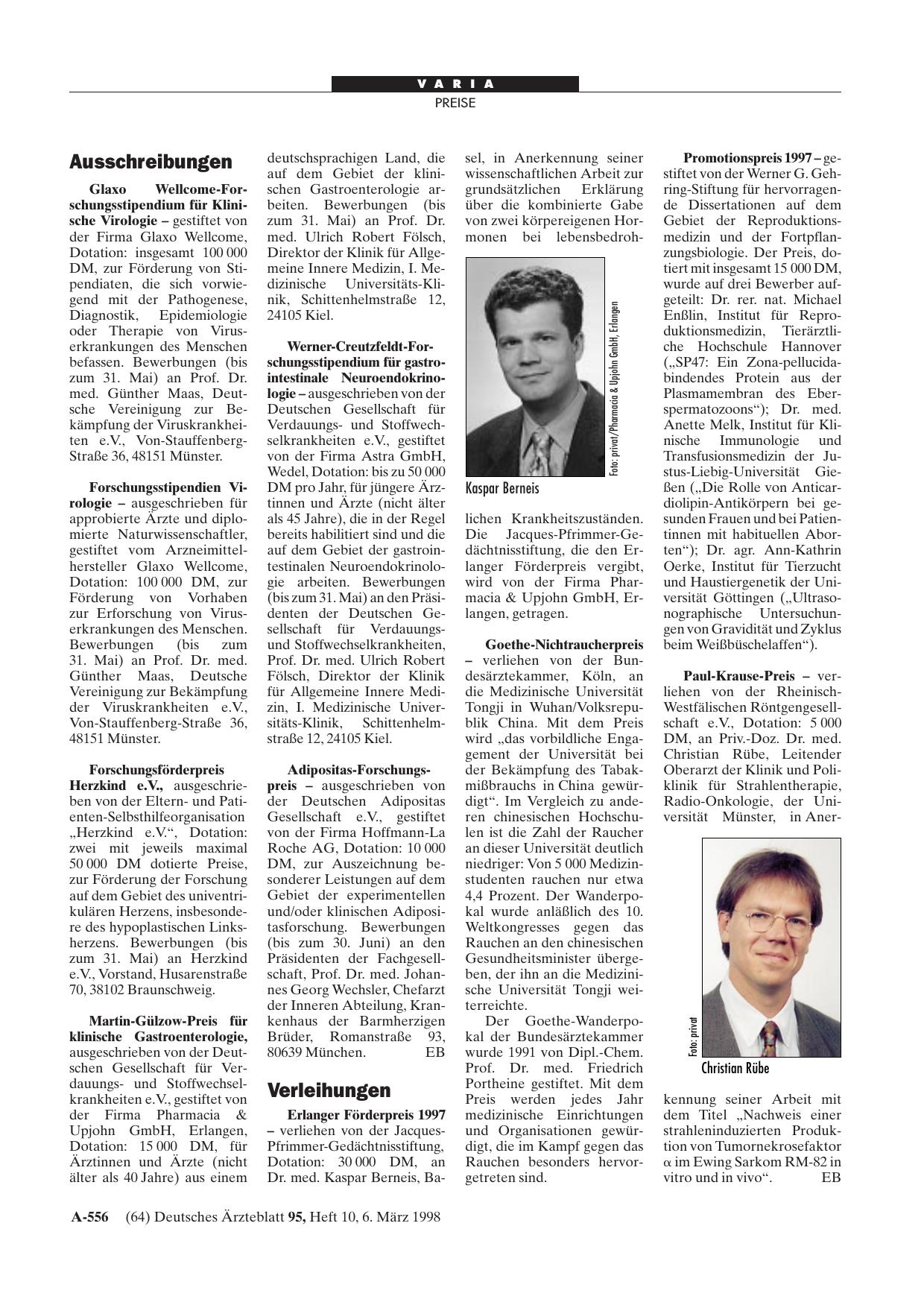 Vorschauseite 1: Verleihungen
