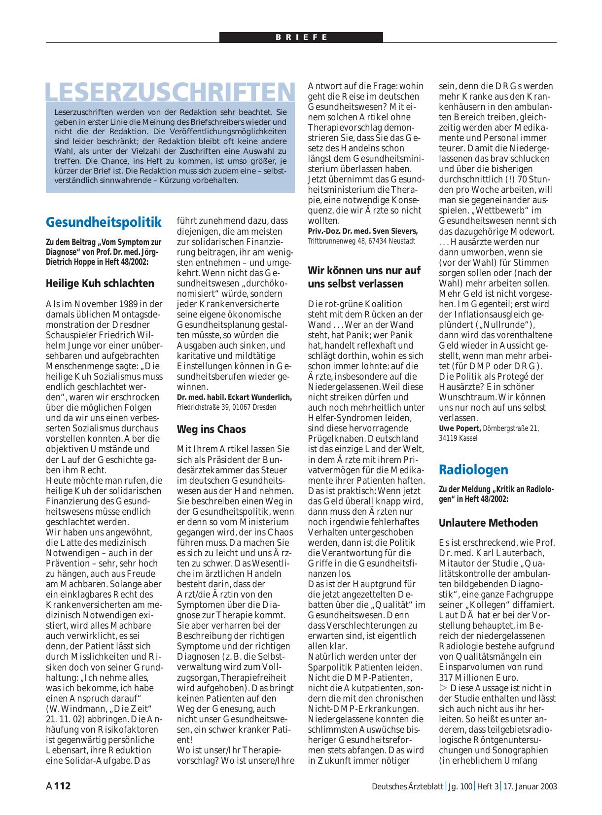 Vorschauseite 1: Gesundheitspolitik: Heilige Kuh schlachten