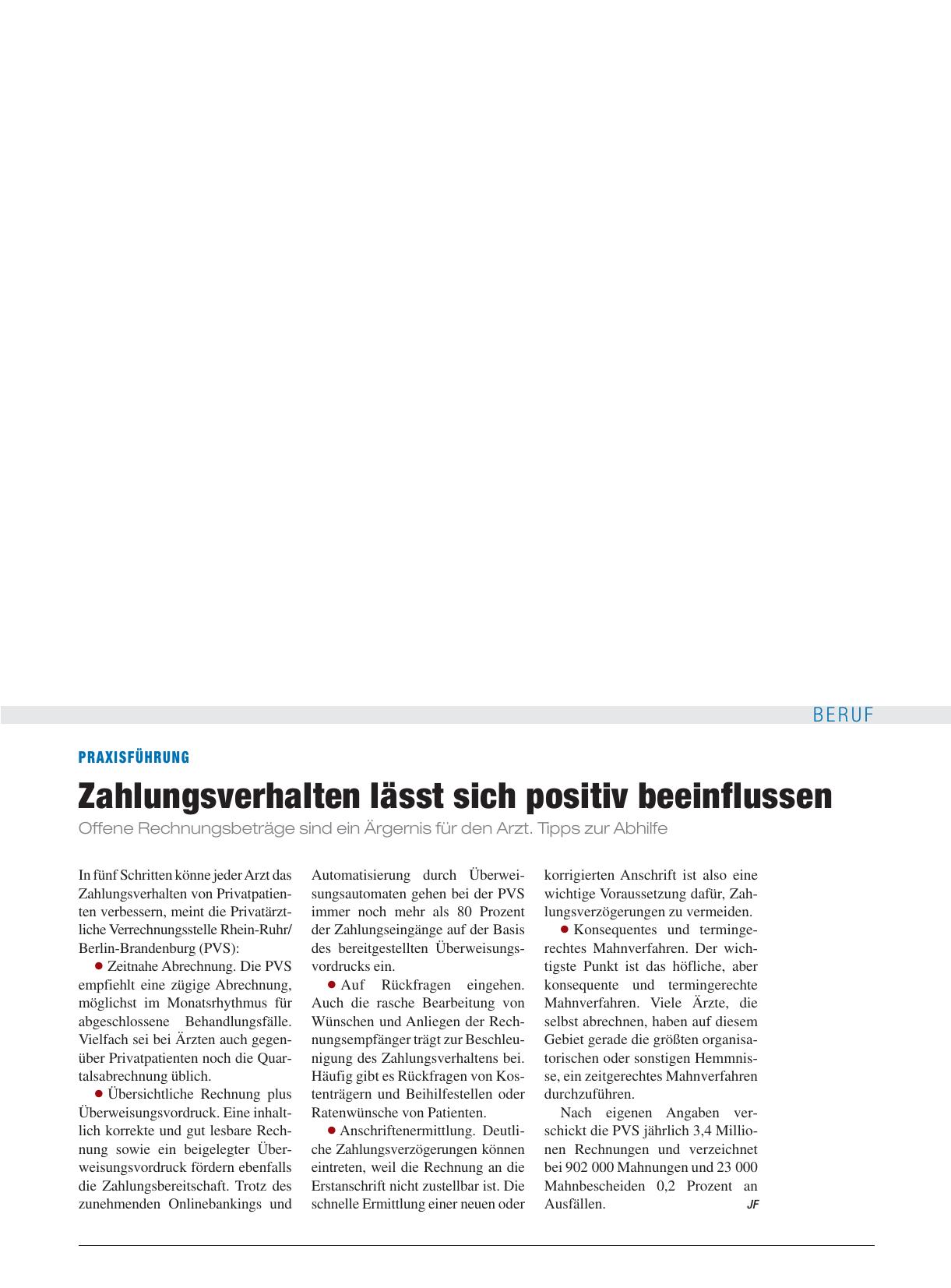 Vorschauseite 1: Praxisführung: Zahlungsverhalten lässt sich positiv beeinflussen