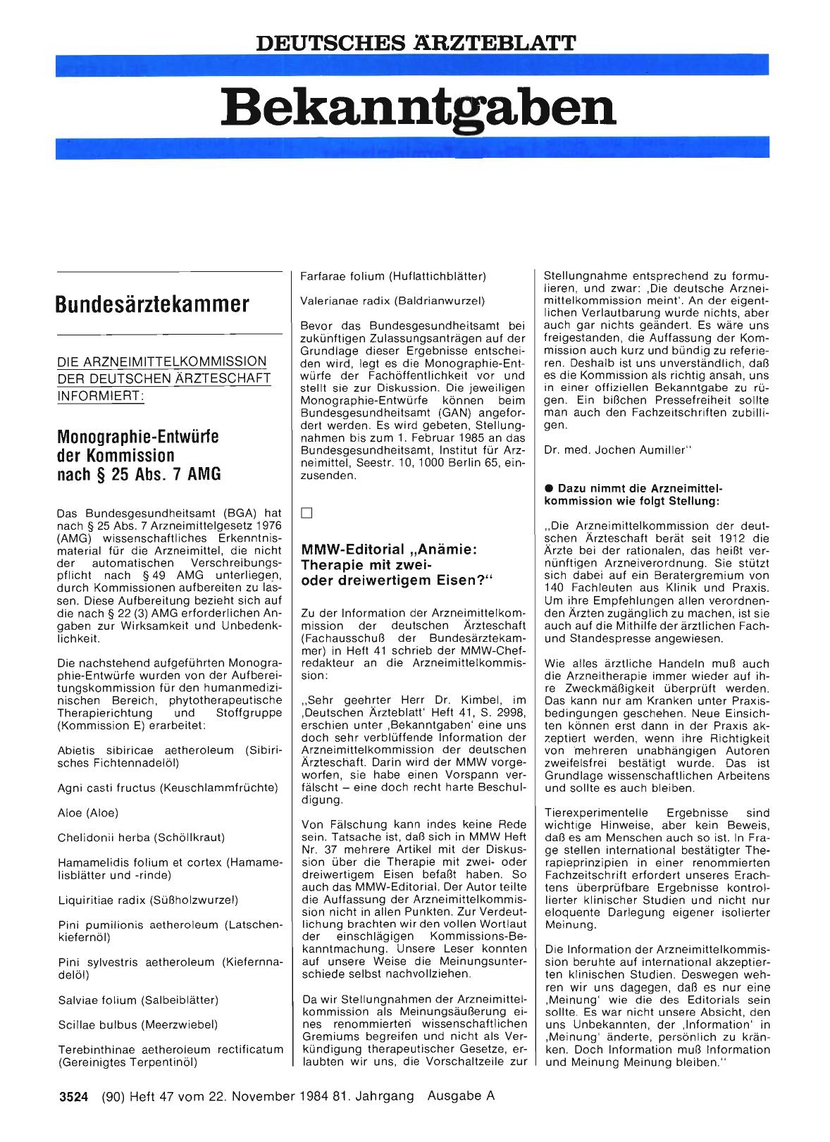 Vorschauseite 1: MMW-Editorial „Anämie: Therapie mit zweioder dreiwertigem Eisen? “