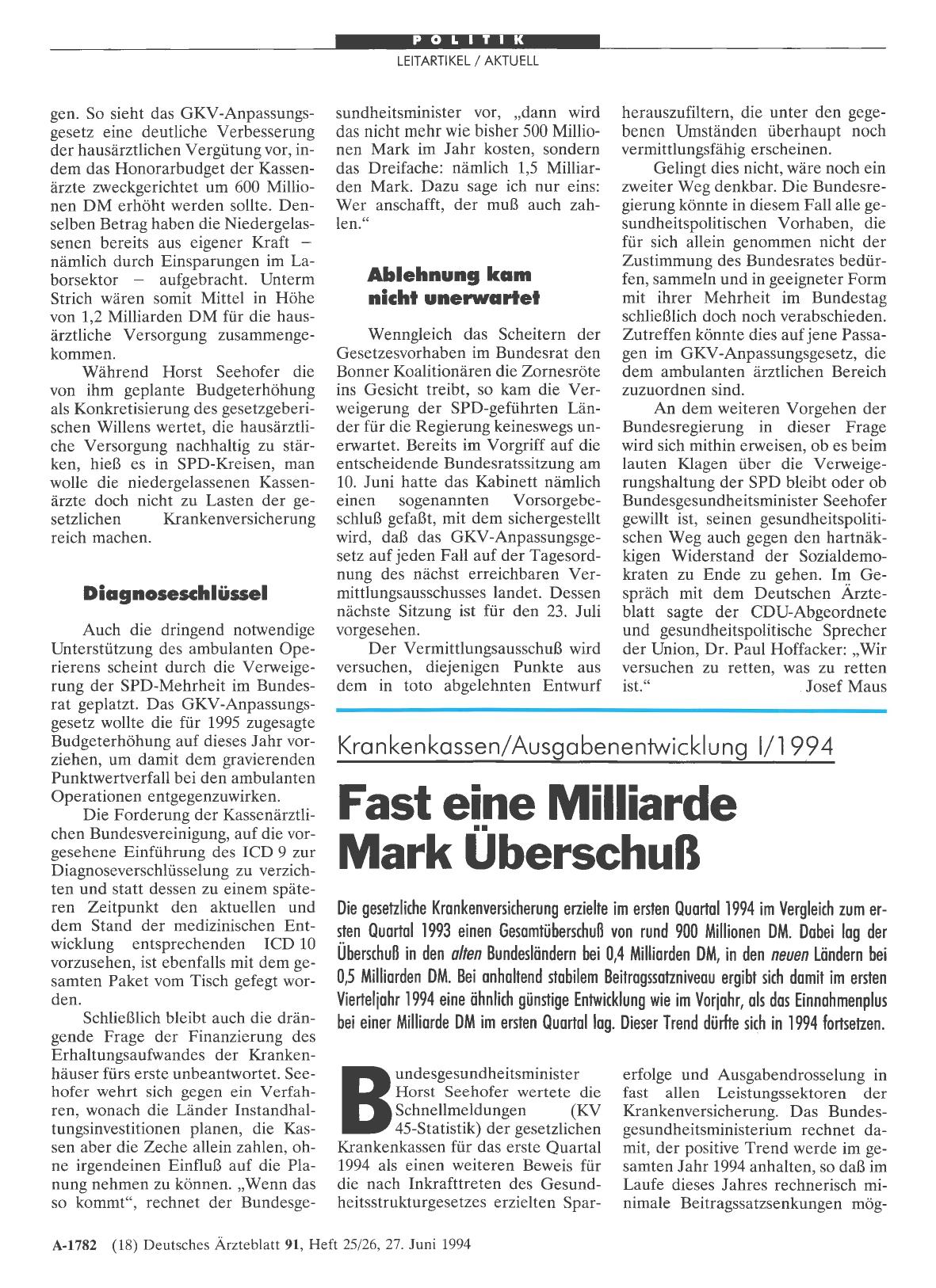Vorschauseite 1: Gesundheitspolitik: SPD-Mehrheit im Bundesrat blockiert alle Gesetze