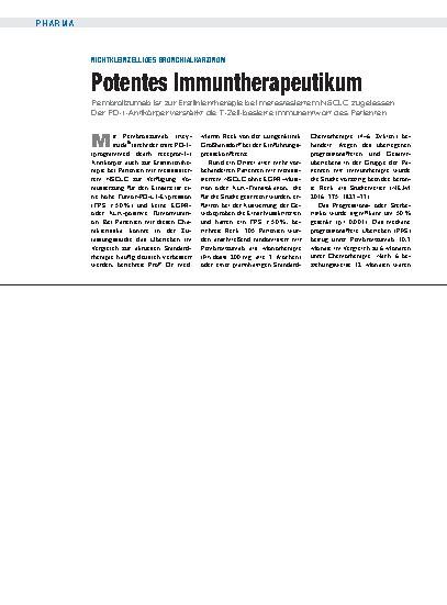 Vorschauseite 1: Nichtkleinzelliges Bronchialkarzinom: Potentes Immuntherapeutikum