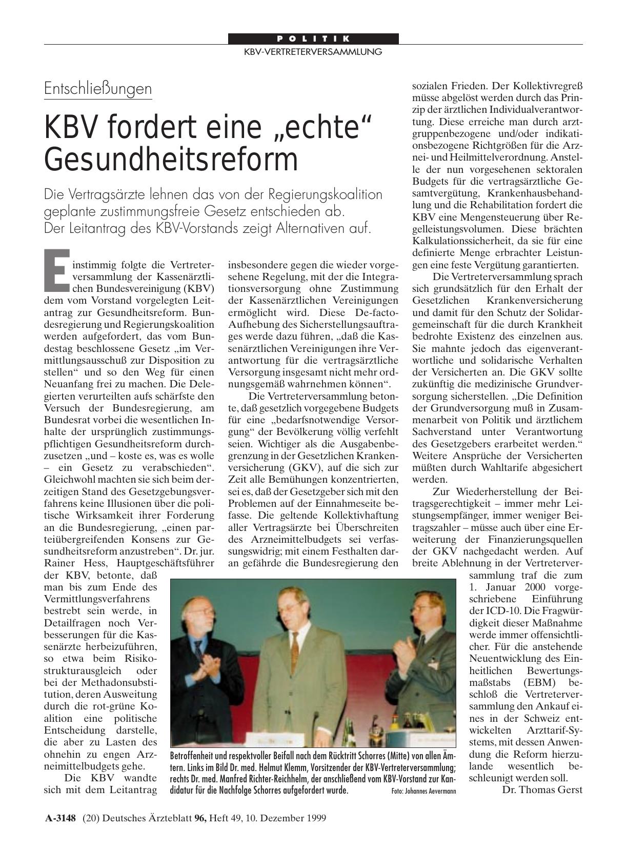 Vorschauseite 1: Entschließungen: KBV fordert eine „echte“ Gesundheitsreform