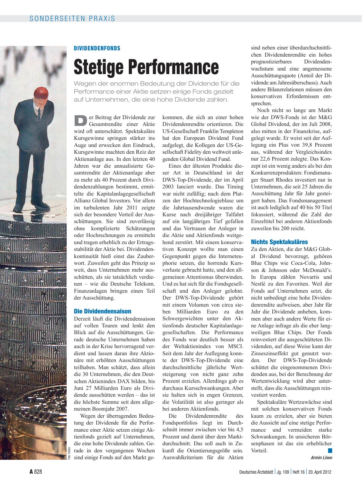 Vorschauseite 1: Dividendenfonds: Stetige Performance