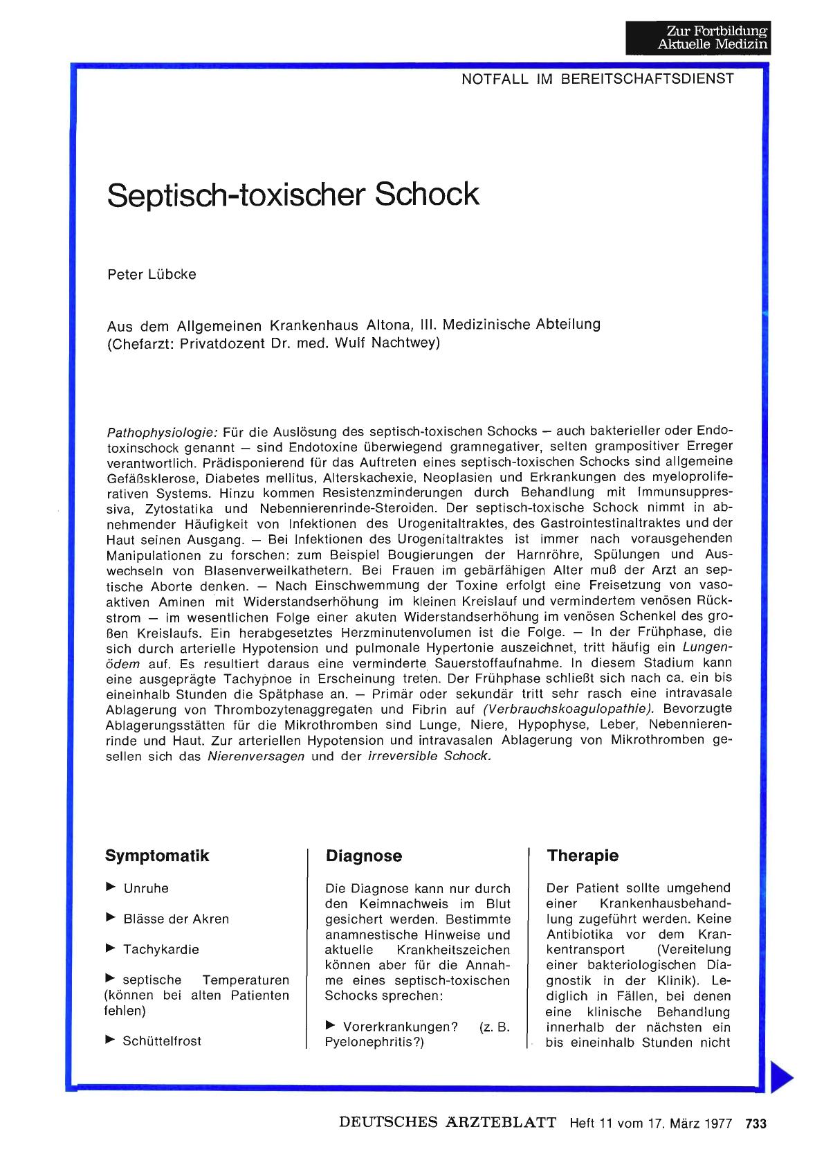 Vorschauseite 1: Septisch-toxischer Schock