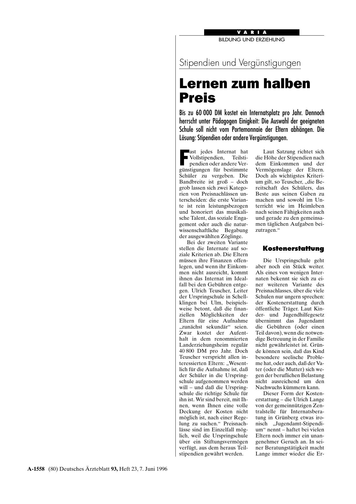 Vorschauseite 1: Stipendien und Vergünstigungen: Lernen zum halben Preis