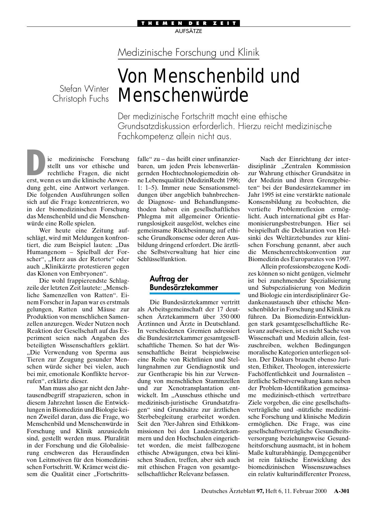 Vorschauseite 1: Medizinische Forschung und Klinik: Von Menschenbild und Menschenwürde
