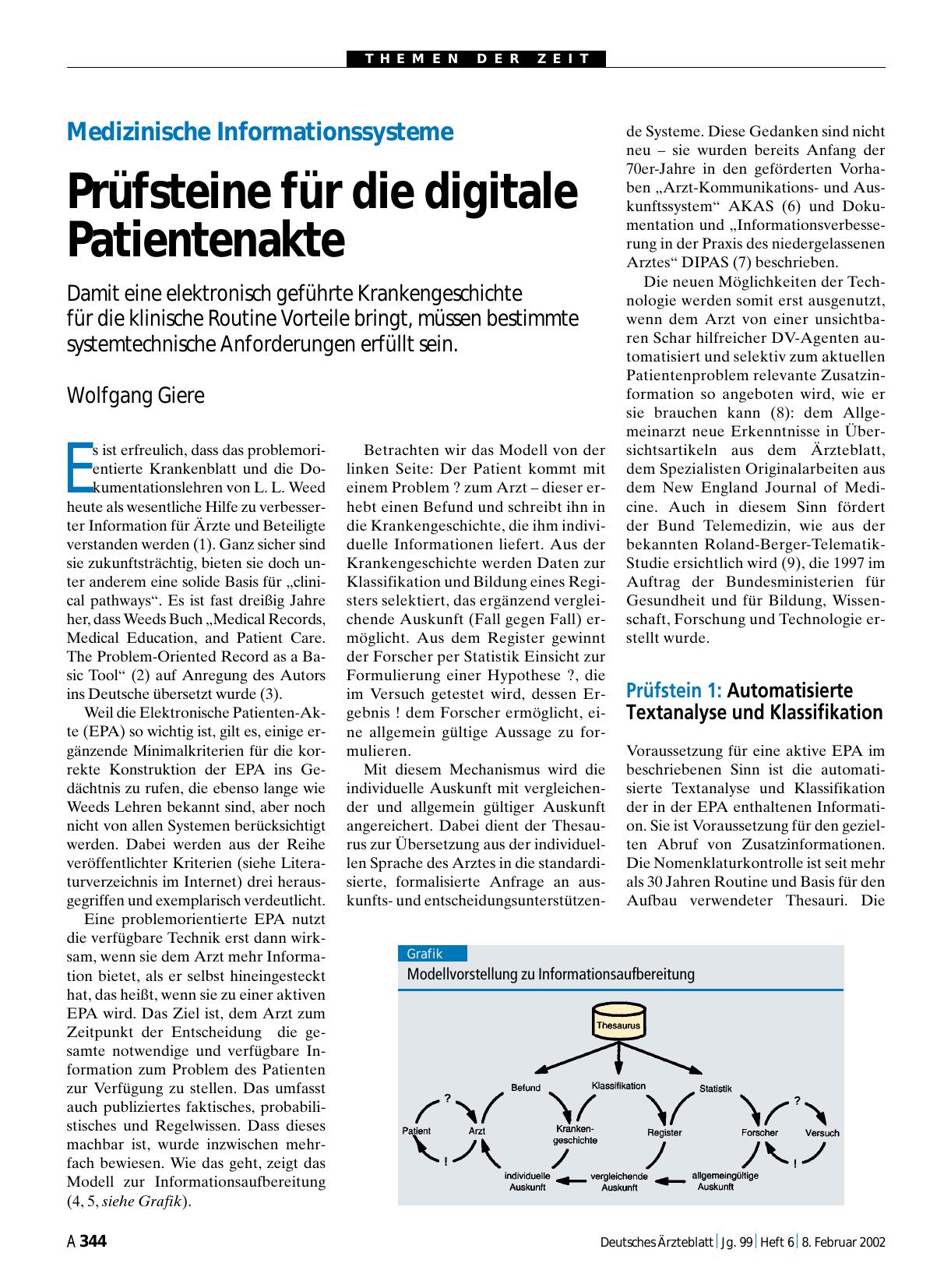 Vorschauseite 1: Medizinische Informationssysteme: Prüfsteine für die digitale Patientenakte