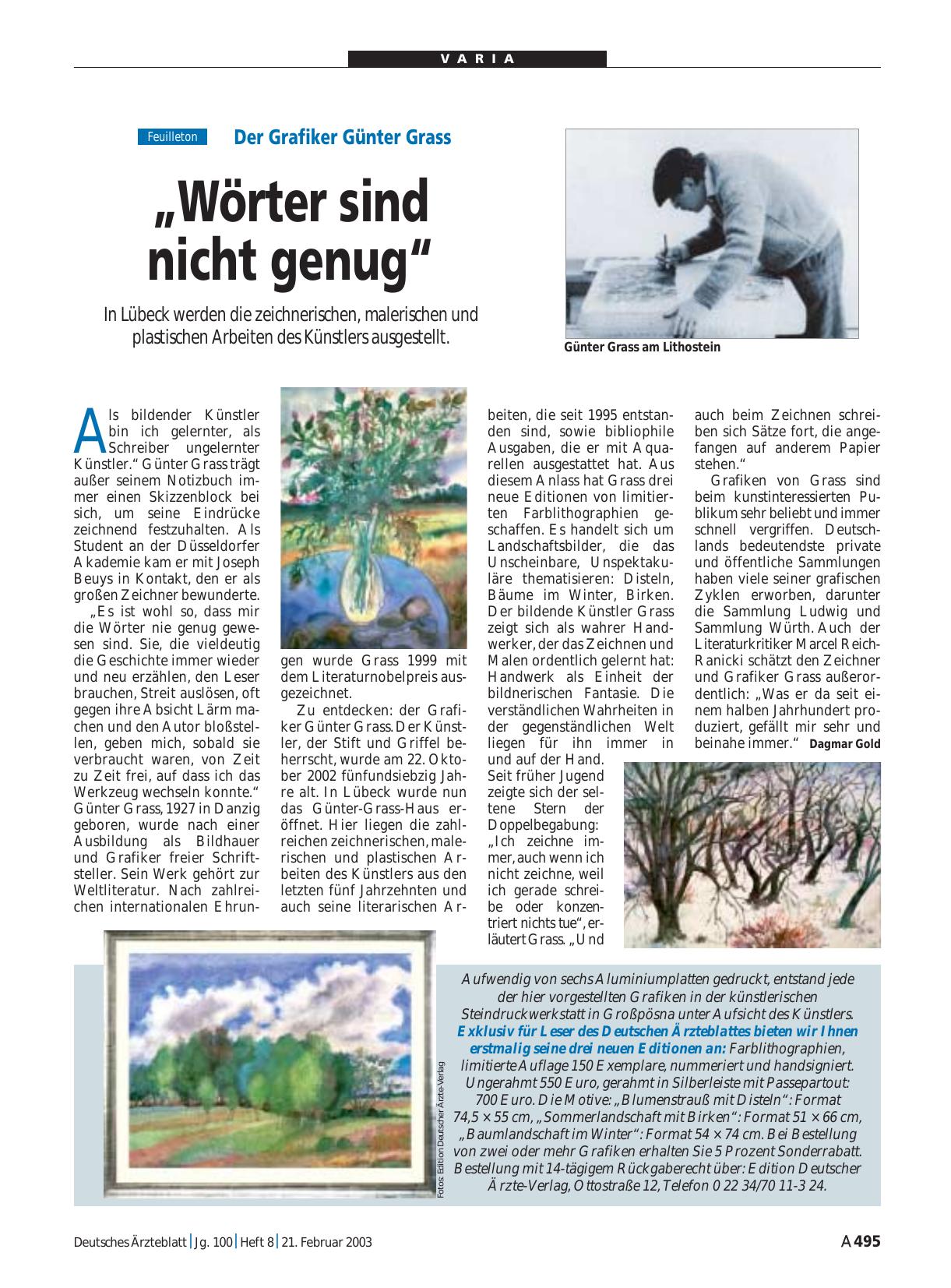 Vorschauseite 1: Farblithographien, limitierte Auflage 150 Exemplare, nummeriert und handsigniert