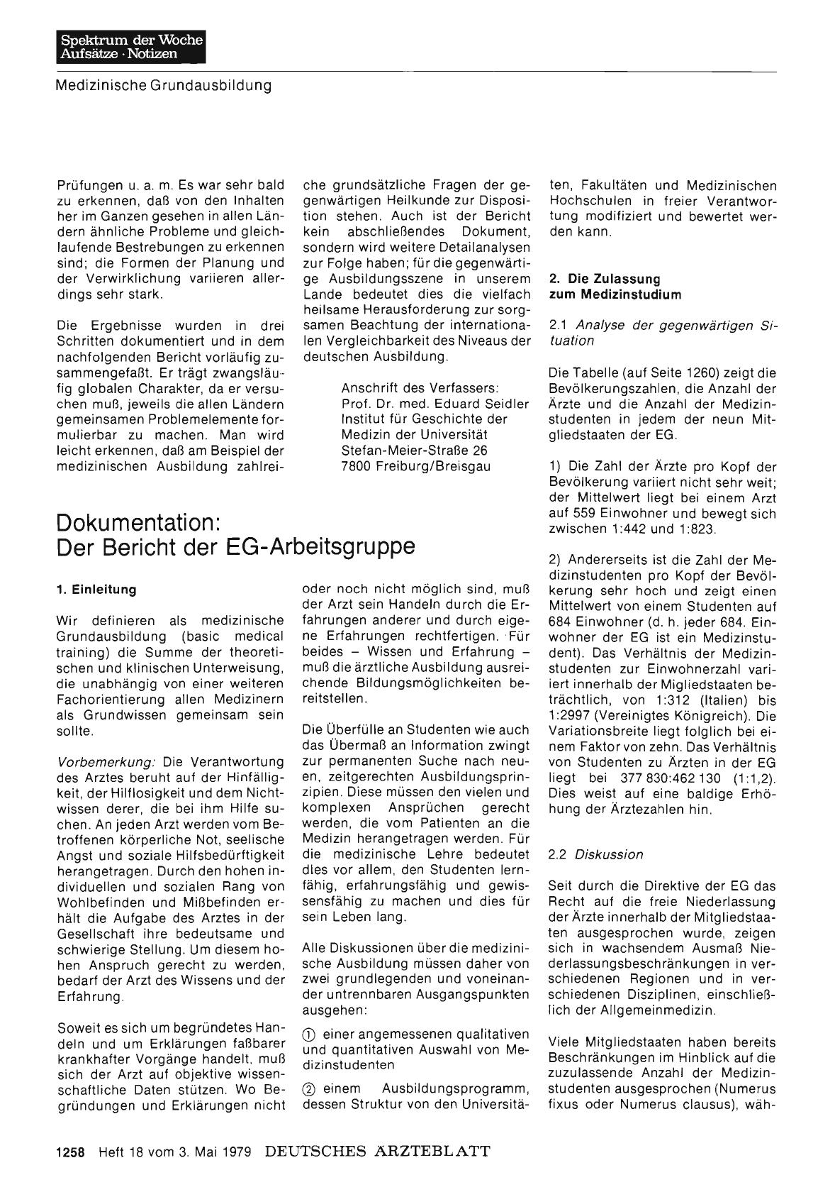 Vorschauseite 1: Dokumentation: Der Bericht der EG-Arbeitsgruppe