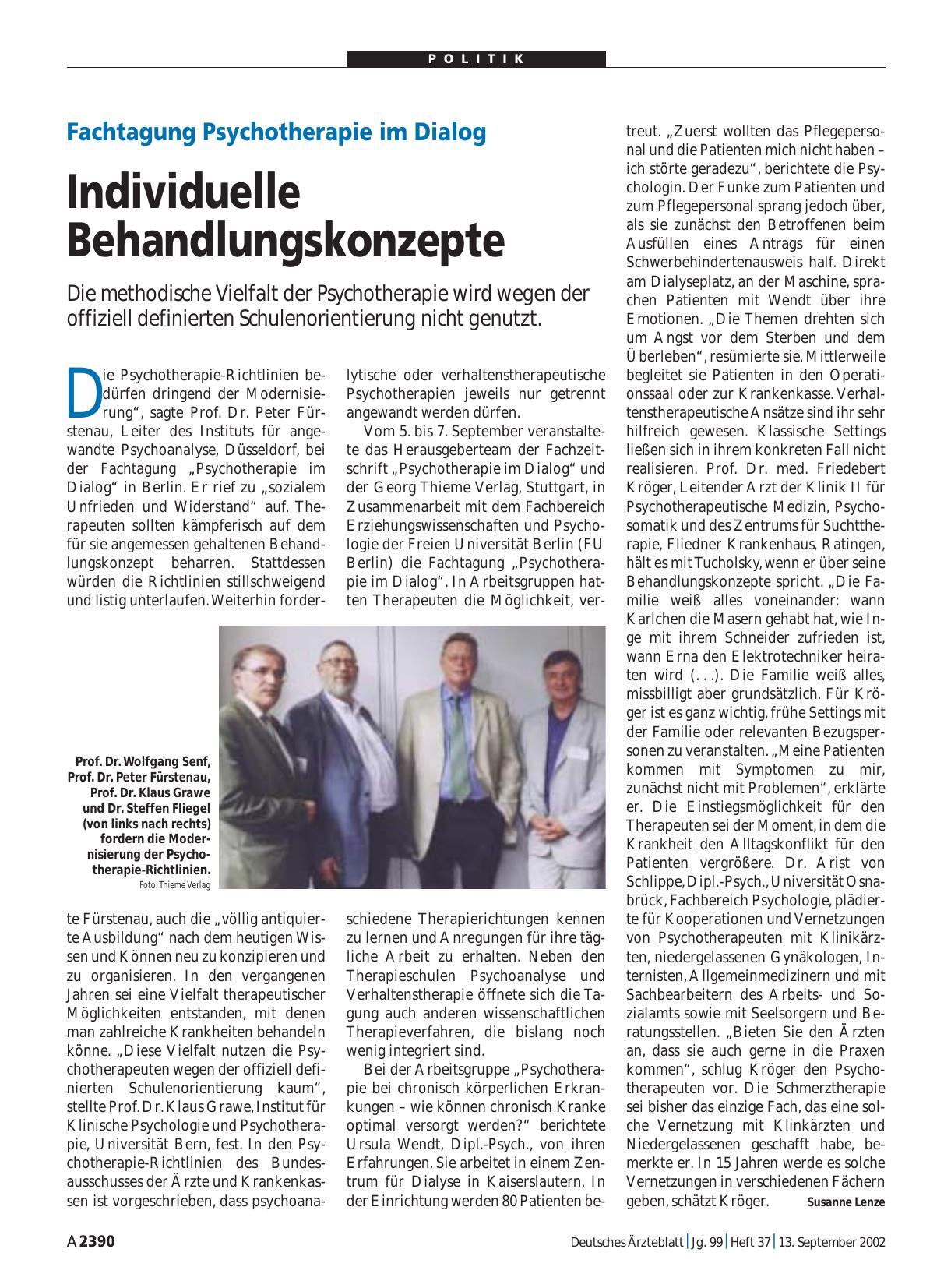 Vorschauseite 1: Fachtagung Psychotherapie im Dialog: Individuelle Behandlungskonzepte