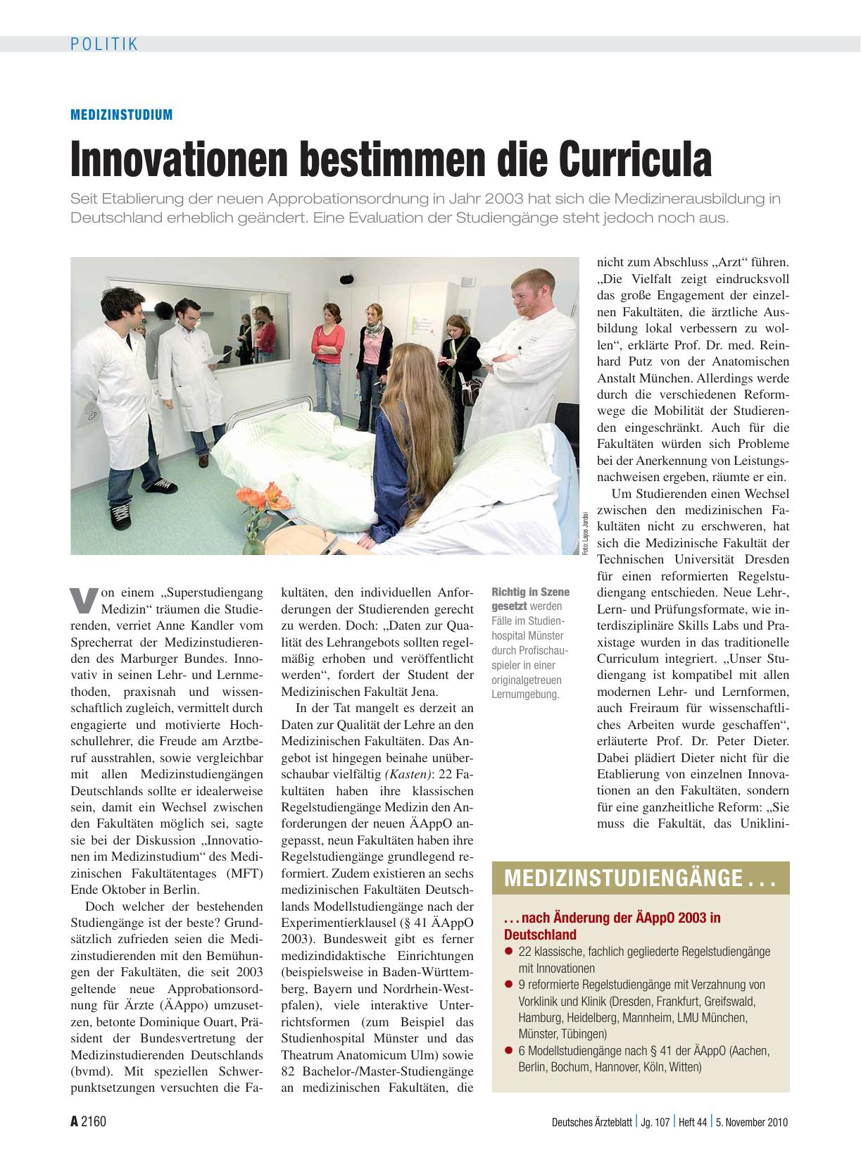 Vorschauseite 1: Medizinstudium: Innovationen bestimmen die Curricula