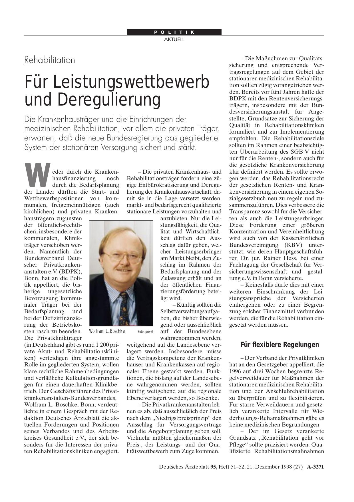 Vorschauseite 1: Rehabilitation: Für Leistungswettbewerb und Deregulierung