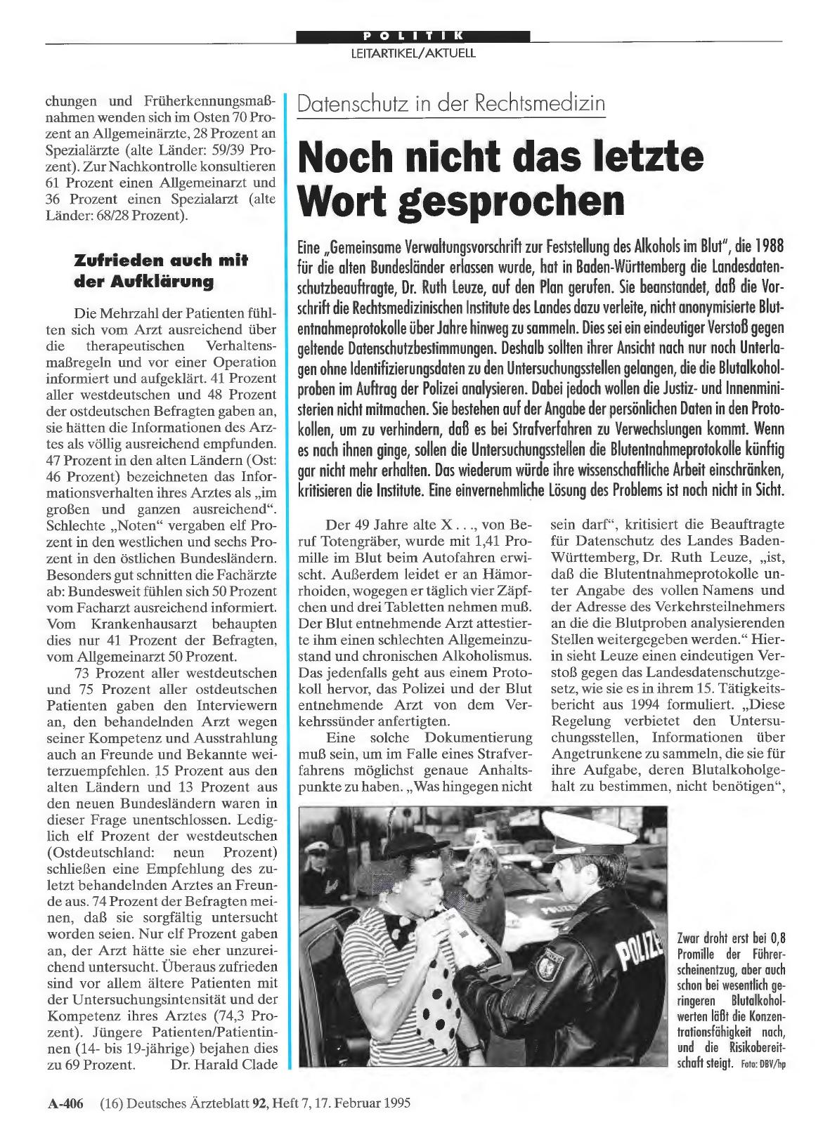 Vorschauseite 1: Datenschutz in der Rechtsmedizin: Noch nicht das letzte Wort gesprochen