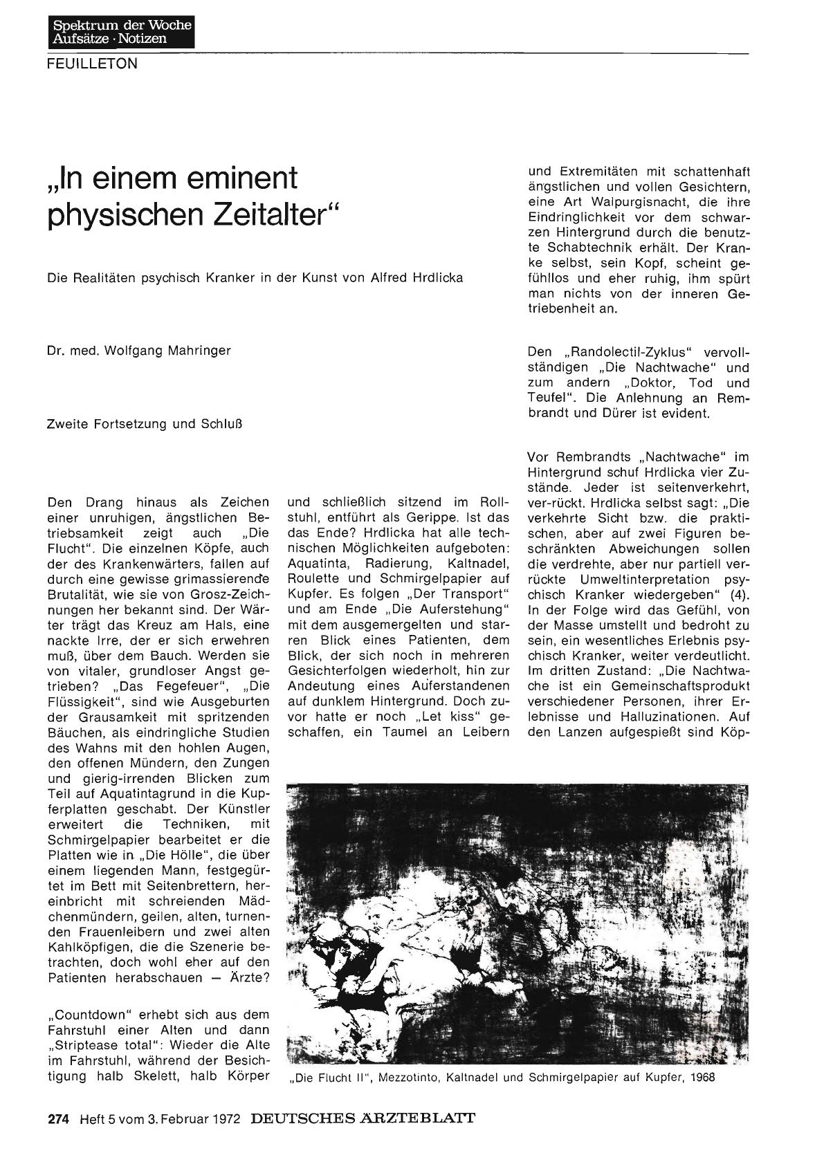 Vorschauseite 1: „In einem eminent physischen Zeitalter": Die Realitäten psychisch Kranker in der Kunst von Alfred Hrdlicka (Zweite Fortsetzung und Schluß)