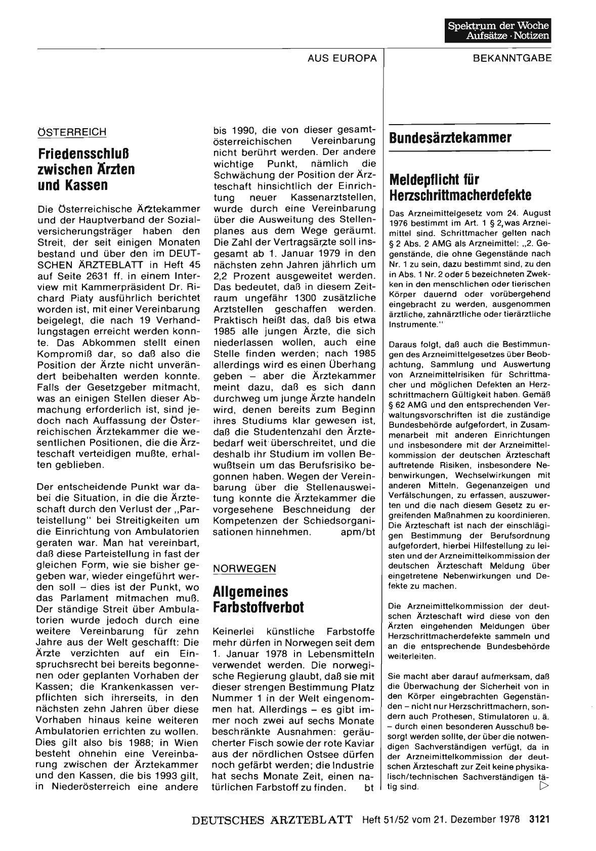 Vorschauseite 1: Bundesärztekammer: Meldepflicht für Herzschrittmacherdefekte