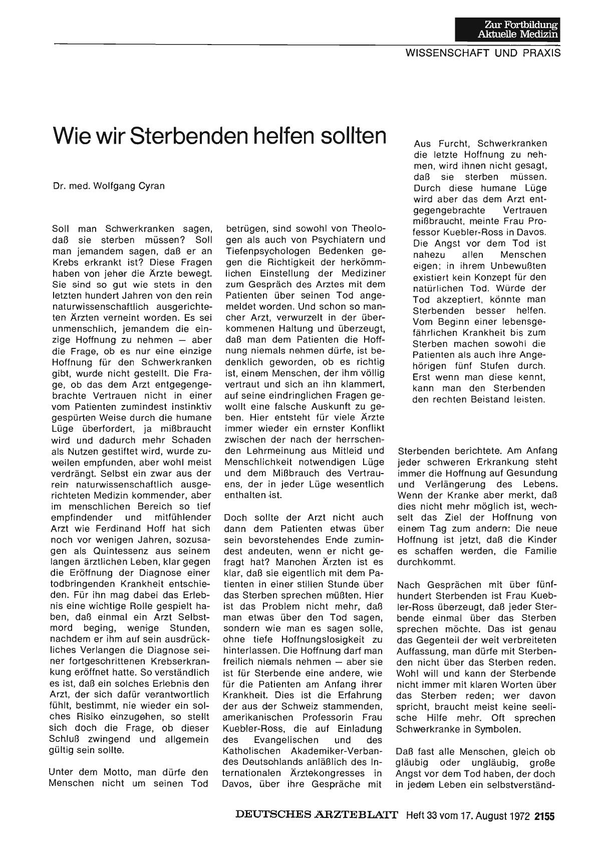 Vorschauseite 1: Wie wir Sterbenden helfen sollten