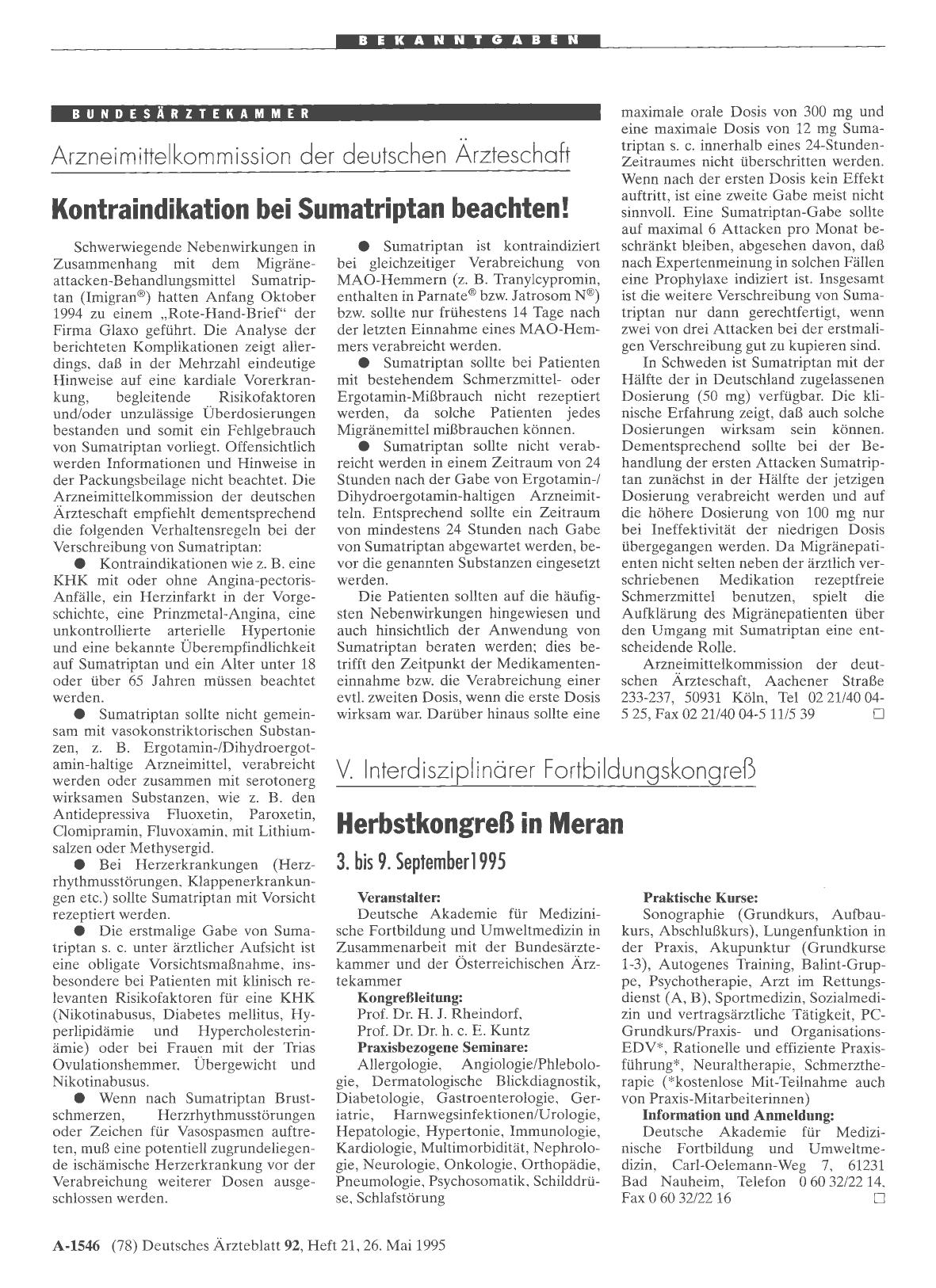 Vorschauseite 1: Kontraindikation bei Sumatriptan beachten!