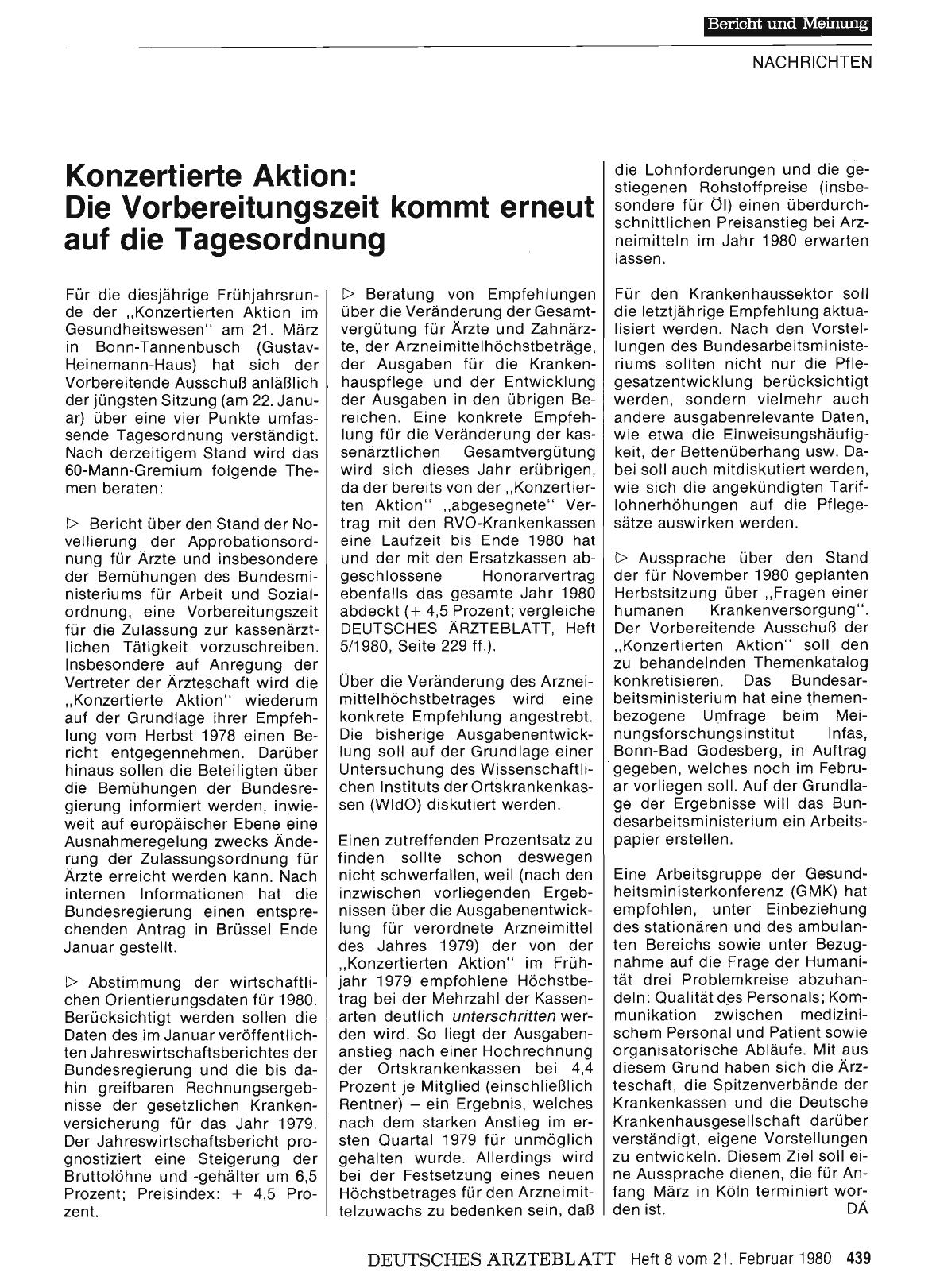 Vorschauseite 1: Konzertierte Aktion: Die Vorbereitungszeit kommt erneut auf die Tagesordnung