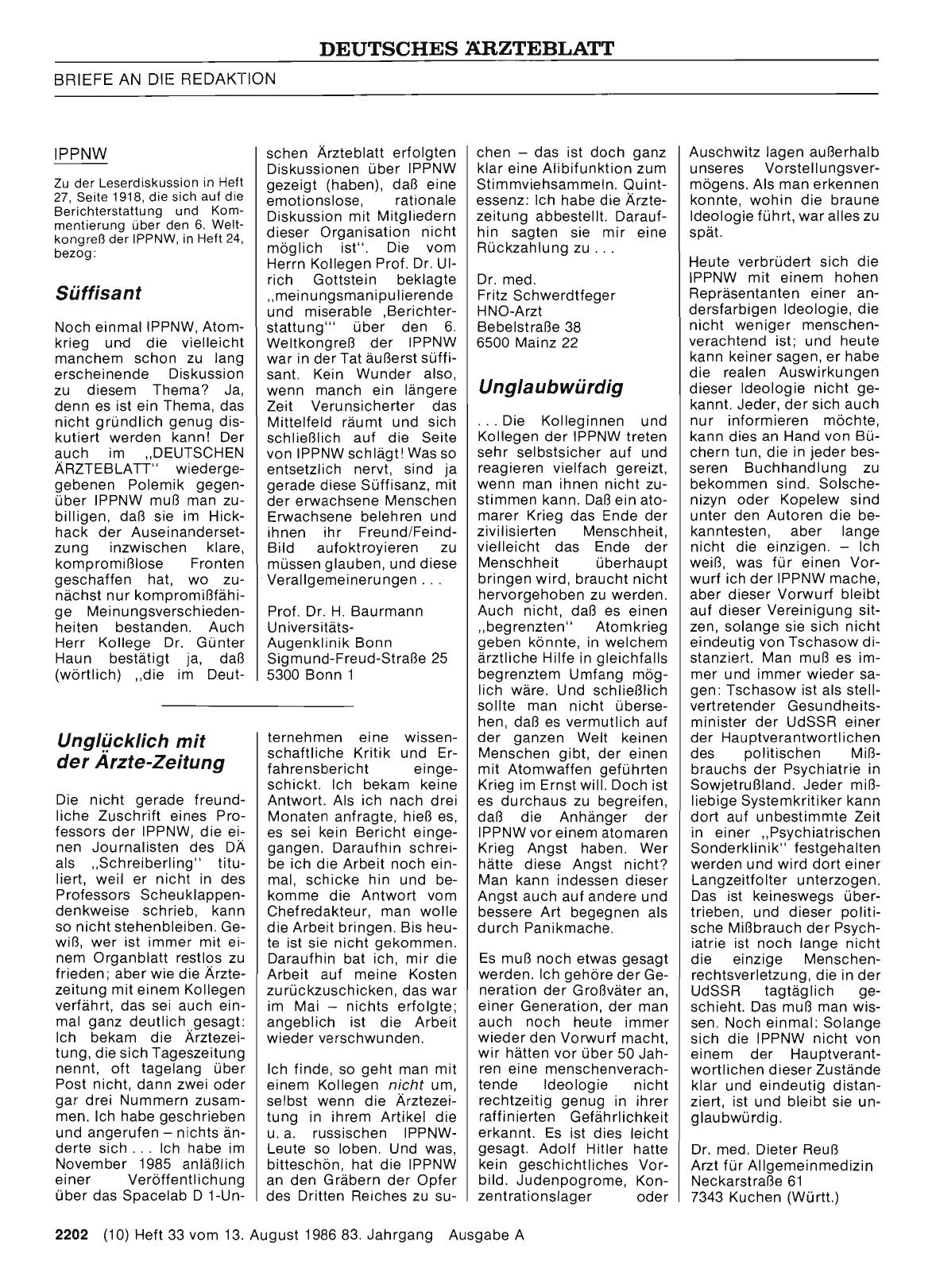 Vorschauseite 1: IPPNW: Süffisant