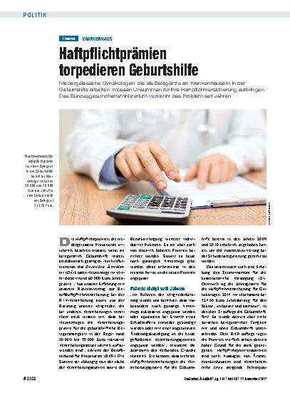 Vorschauseite 1: Krankenhaus: Haftpflichtprämien torpedieren Geburtshilfe