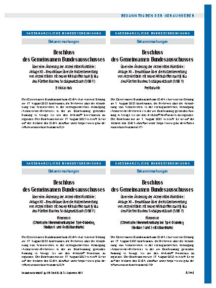 Vorschauseite 1: Beschluss des Gemeinsamen Bundesausschusses über eine Änderung der Arzneimittel-Richtlinie: Emicizumab