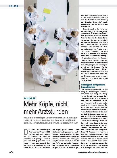 Vorschauseite 1: Ärztestatistik: Mehr Köpfe, nicht mehr Arztstunden