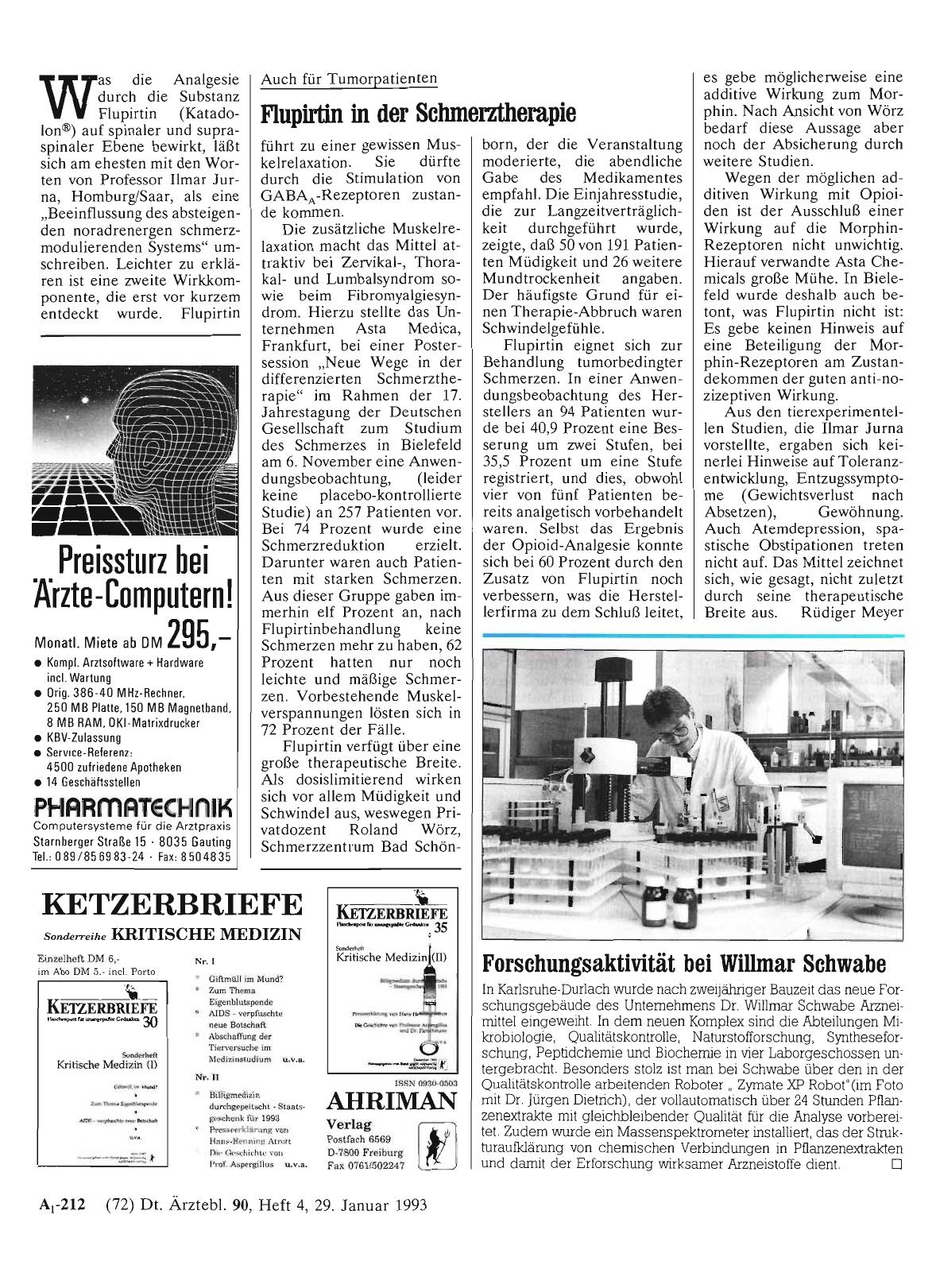 Vorschauseite 1: Auch für Tumorpatienten: Flupirtin in der Schmerztherapie