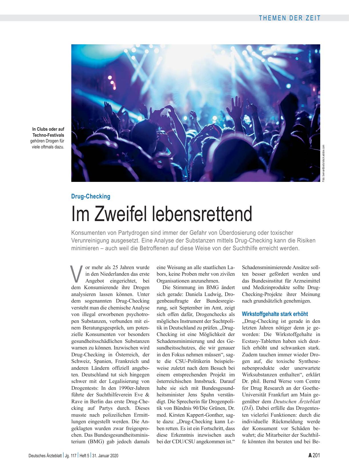 Vorschauseite 1: Drug-Checking: Im Zweifel lebensrettend