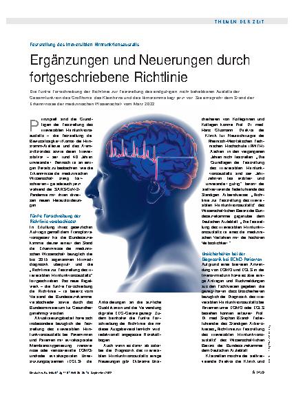 Vorschauseite 1: Feststellung des irreversiblen Hirnfunktionsausfalls: Ergänzungen und Neuerungen durch fortgeschriebene Richtlinie