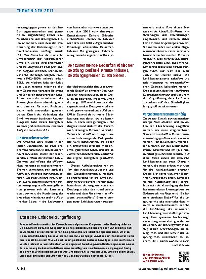 Vorschauseite 3: Klinische Ethikberatung: Hohe Anforderungen, verhaltene Umsetzung